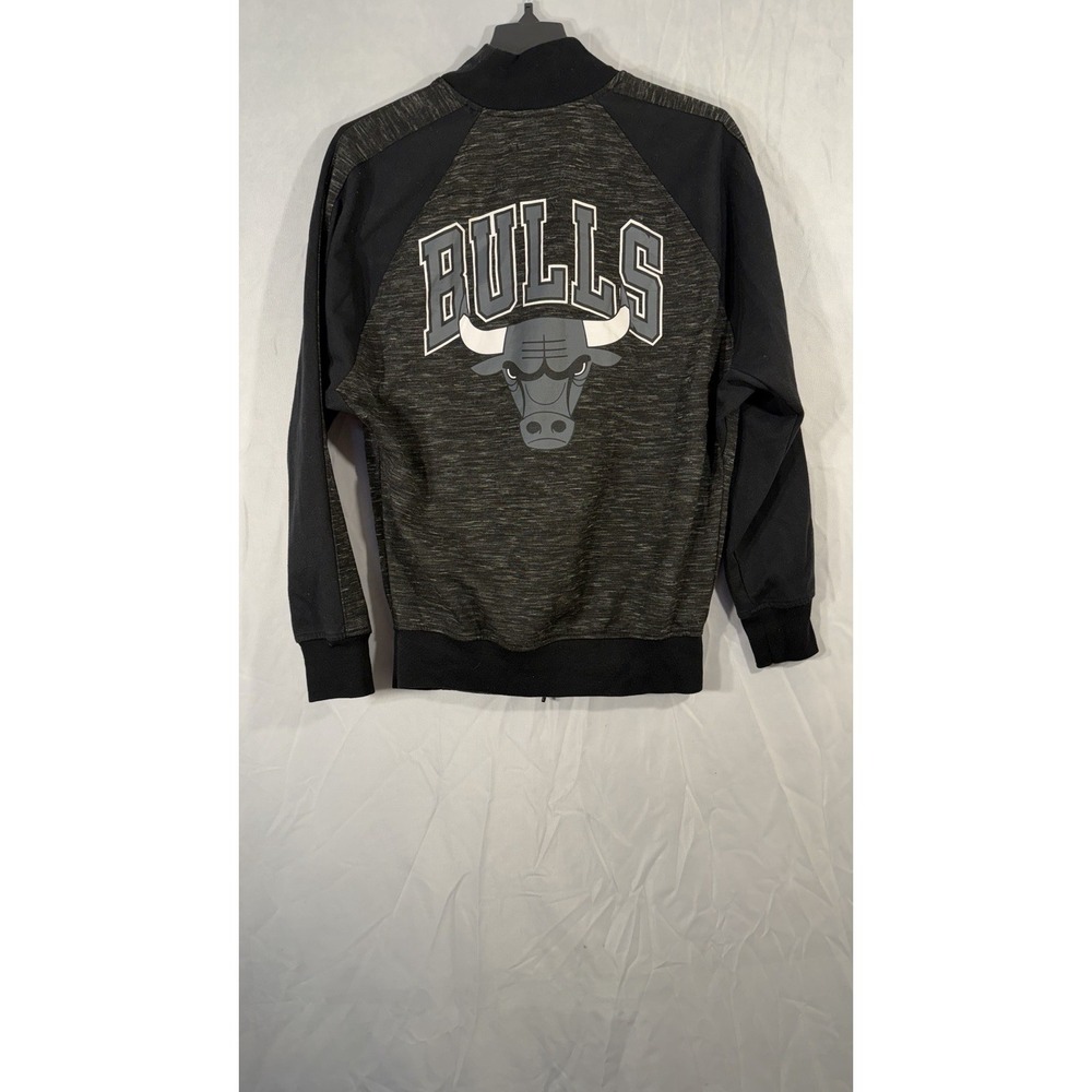 Chicago Bulls Track Jacket Mens S Black Gray Full Zip UNK Fleece Athletic UNK‎
